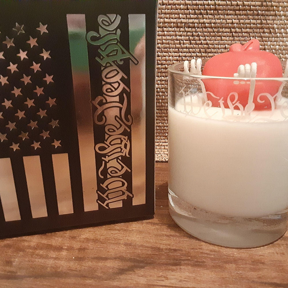 Handcrafted 'WE THE PEOPLE' Patriotic Soy Candle with APPLE Embed